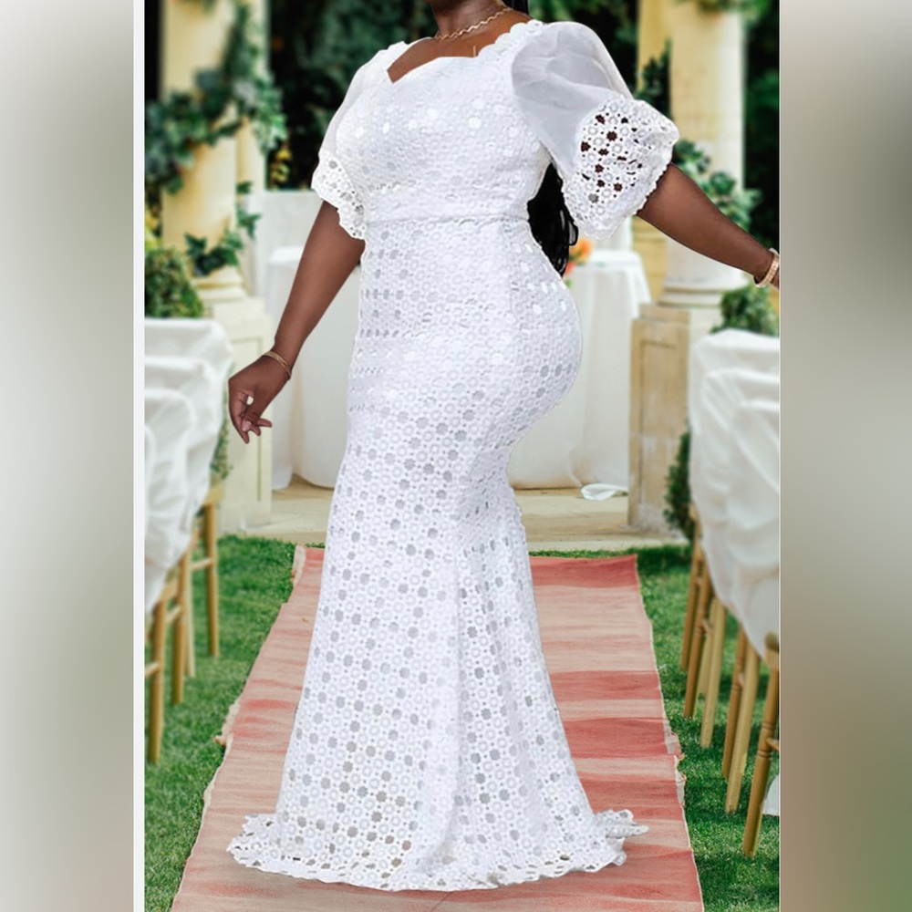 Ankara White Lace formal dress
